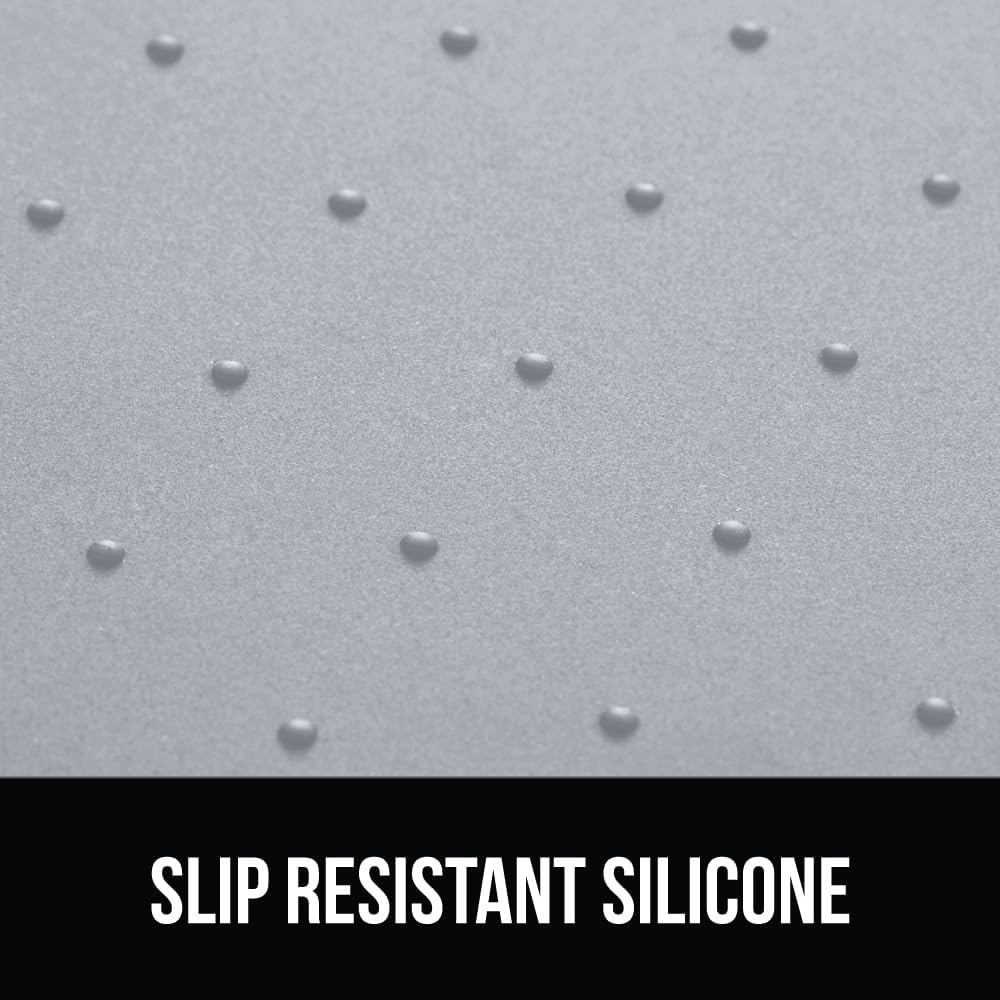 GORILLA GRIP 100% Waterproof Raised Edge BPA Free Silicone Pet Feeding Mat, Dog Cat Food Mats Contain Spills Protects Floors, Placemats for Cats, Dogs Water Bowl, Pets Accessories 28x18 Light Gray