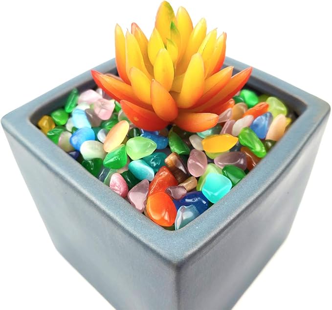 WAYBER Colorful Pebbles, 2 Lbs/920g Decorative Crystal Stones Sea Glass Opal Rocks Gravel Sand for Aquarium/Turtle Tank/Succulent Plants/Flowerpot/Vase Decoration (Fill 2 Cups)