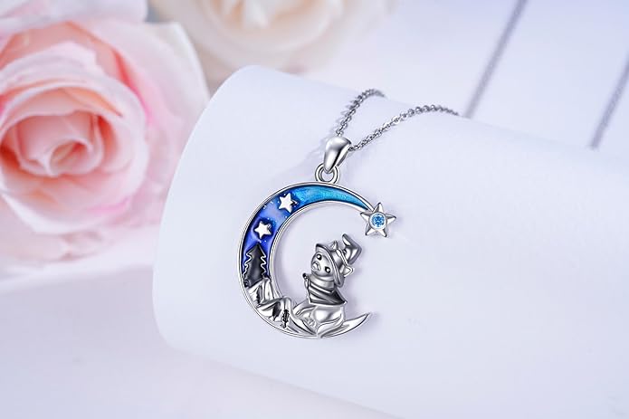 Witch Cat/Raven/Moon phase Necklace 925 Sterling Silver Celtic knot Pendant Gothic Jewelry Gifts for Women