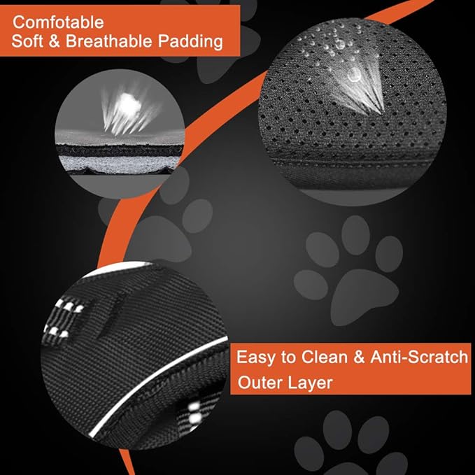 PHOEPET No Pull Dog Harness Medium Reflective Front Clip Vest with Handle,Adjustable 2 Metal Rings 2 Buckles(L, Grey)