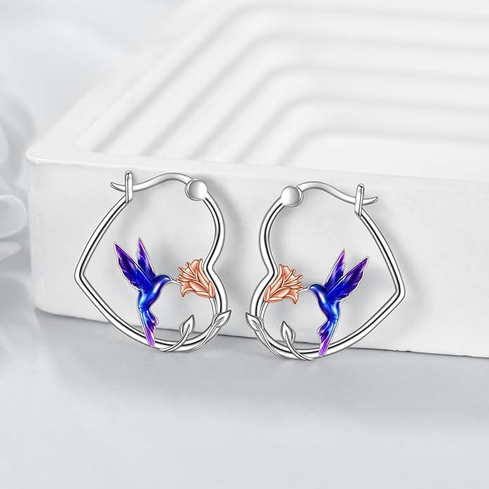 YFN Animal Earrings Sterling Silver Animal Heart Hoop Dangle Earrings Cute Jewelry Gifts for Women