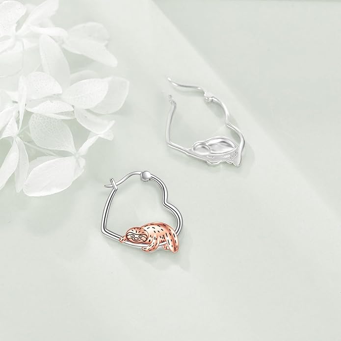 YFN Animal Earrings Sterling Silver Animal Heart Hoop Dangle Earrings Cute Jewelry Gifts for Women