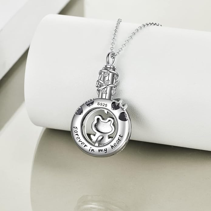 POPLYKE 925 Sterling Silver Urn Necklace for Ashes for Women Cremation Necklace for Ashes Keepsake Jewelry for Human