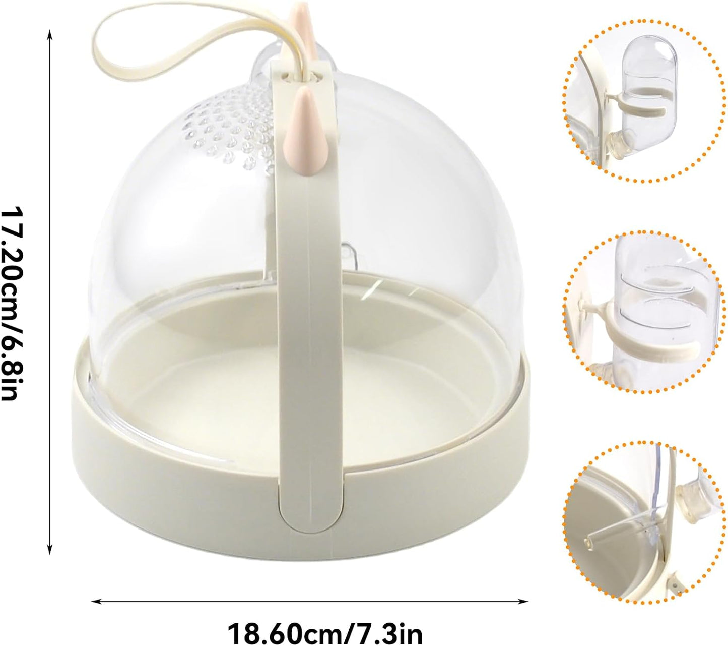 Hamster Portable Cage Travel Case,Hamster Carrying Cage High Permeability Guinea Pig Travel Cage with Water Bottle Travel Carrier for Gerbils Mice Guinea Pigs Sugar Glider(White)