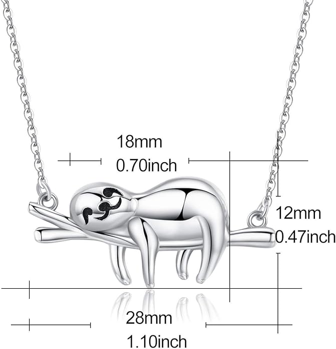 JUSTKIDSTOY Sloth Necklace Sterling Silver “Slow Down Be Happy” Slider Sloths Stuffed Animal Pendant Jewelry Charm Gifts for Women