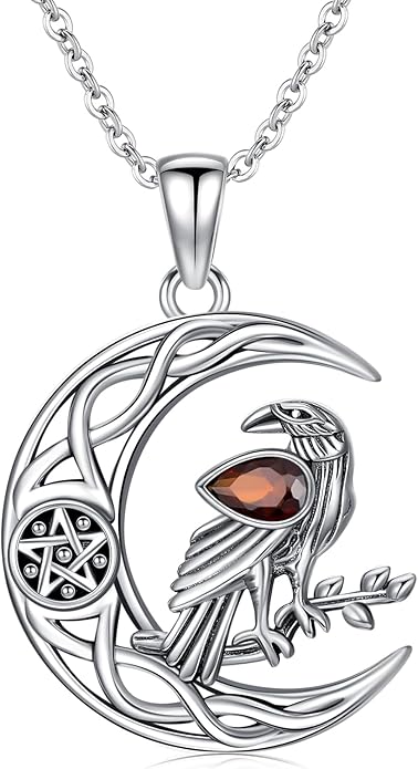 Witch Necklace 925 Sterling Silver Pentagram Triple Moon Pentacle Pendant Wiccan Pagan Jewelry Witchy Gifts for Women