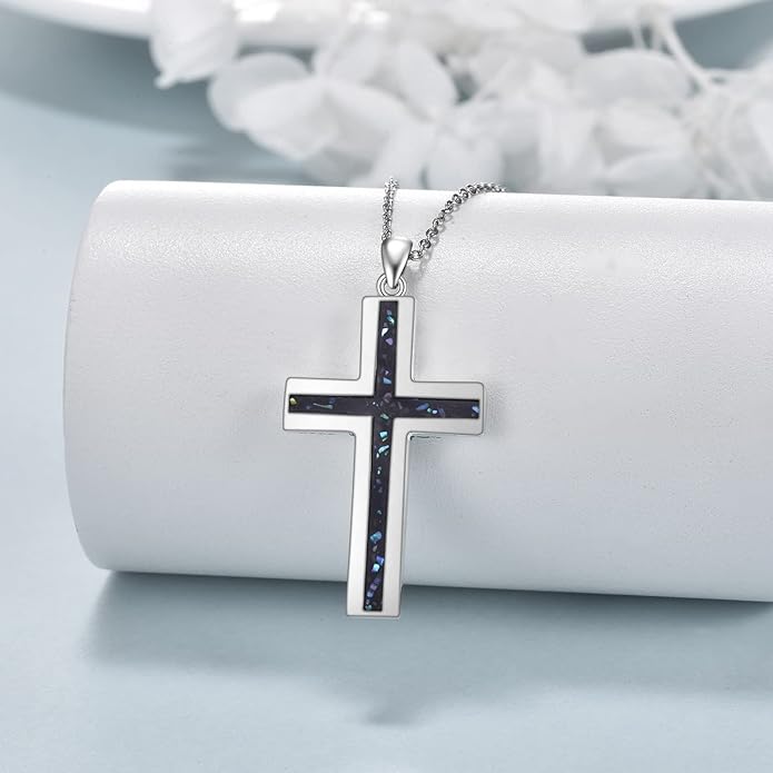 YFN Cross Necklace Sterling Silver Religious Cross Pendant Jewelry Christian Gifts for Women Men