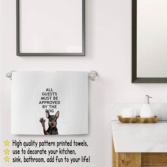 Funny Doberman Dog Gifts Kitchen Bathroom Decor Towels 16″×24″,Dog Lovers Gifts for Girls Mom Women, Funny Doberman Bathroom Kitchen Dish Hand Towels,Doberman Gifts for The Owners