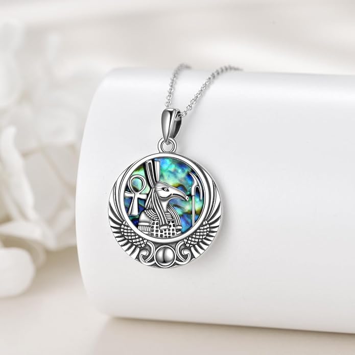 YFN Egyptian Necklace Sterling Silver Egypt God Pendant Abalone Shell Egypt Jewelry Gifts for Women Men