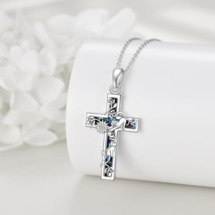 YFN Cross Necklace Sterling Silver Religious Cross Pendant Jewelry Christian Gifts for Women Men