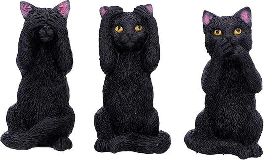Nemesis Now Three Wise See No Evil Hear No Evil Speak No Evil Figurines, Adorable Hand-Painted Resin Collectibles and Gift - Cats