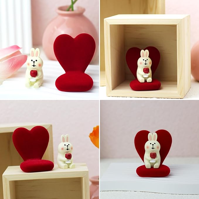 Small Easter Bunny Figurine Cute Mini Rabbit Holding Red Wine Figurine Resin Rabbit for Office, Home Decoration Perfect Cute Rabbit Gift for Rabbit Lovers - Heart-Shaped Sofa