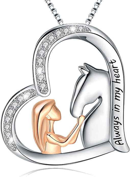 925 Sterling Silver Pig/Koala/Frog/Cat Horse Necklace I Love You to the Moon and Back Cute Animal Love Heart Moon Pendant Necklaces Jewelry Birthday Gifts for Women Best Friends