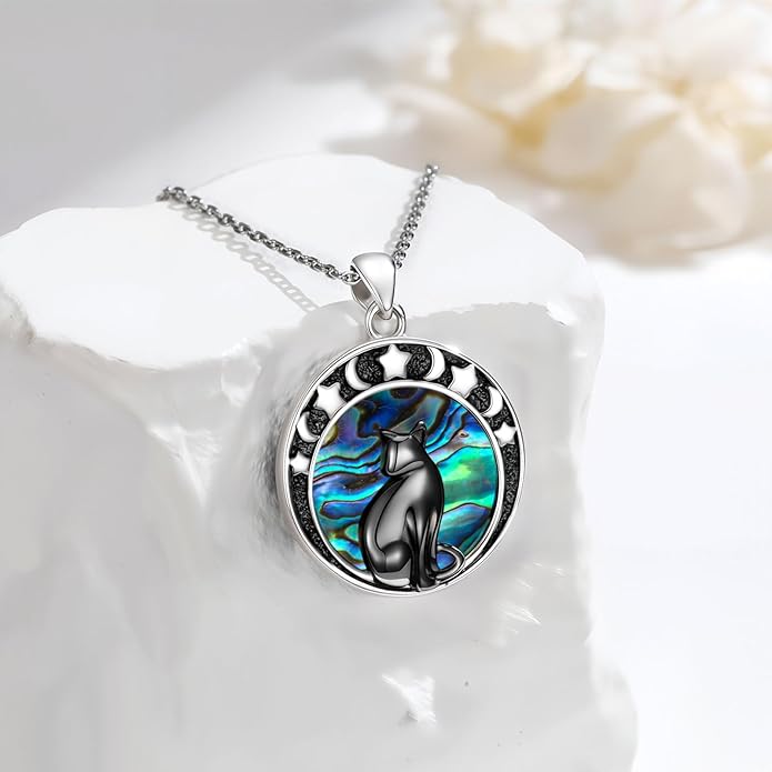 Witch Necklace 925 Sterling Silver Pentagram Triple Moon Pentacle Pendant Wiccan Pagan Jewelry Witchy Gifts for Women