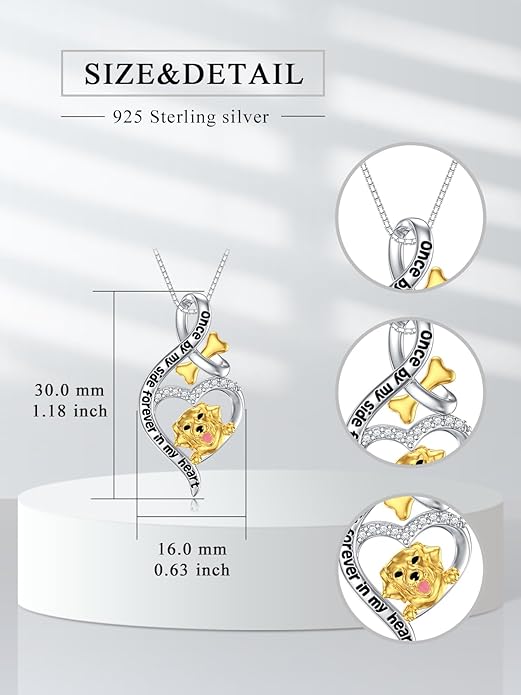 925 Sterling Sliver Yorkshire/Corgi/Labrador/Pug/Bulldog/Paw Print/Cross Necklace Cute Puppy Dog Necklace Jewelry Birthday Gifts for Women Girls Dog Lovers