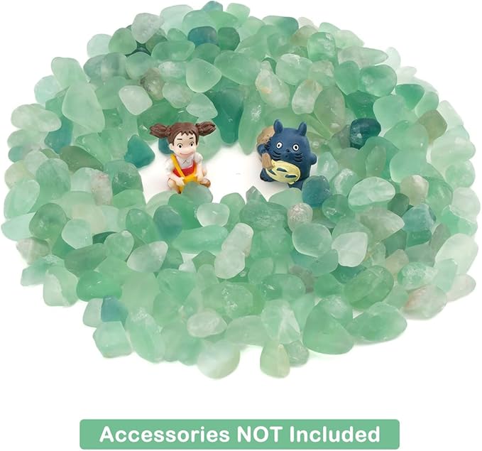 WAYBER 1 Lb/460g Natural Green Quartz Crystal Stones Irregular Aquarium Pebbles Rock Sands for Turtle Tank/Succulent Plants/Vase Decoration (Fill 1 Cup)