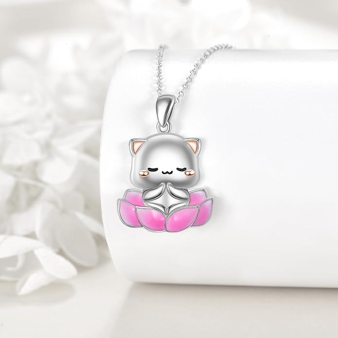 POPLYKE Spider/Butterfly/Fox/Killer Whale/Pande/Shark/Cat/Owl/Mermaid/Dragonfly Necklace 925 Sterling Sliver Animal Necklace Pendant Jewelry Gifts for Women