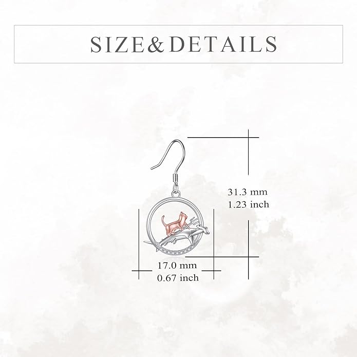 YFN Cat Earrings for Women Sterling Silver Shark Dangle Earrings Cat Jewelry Gifts for Women Cat Lover Shark Jewelry for Shark Lover