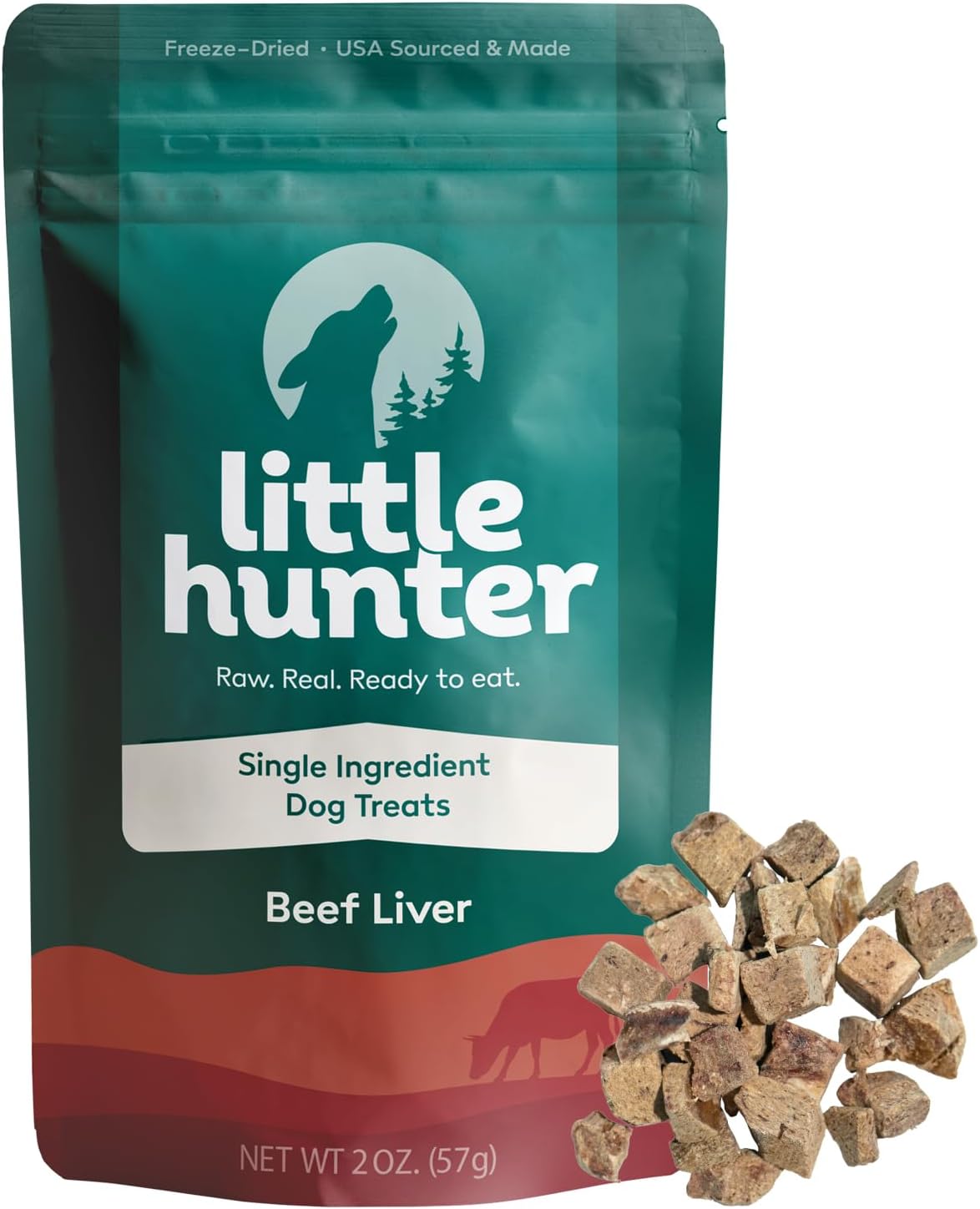 Little Hunter Freeze Dried Dog Treats - Beef Liver - Raw Single Ingredient Beef Liver Dog Treats for Snacks, Training, Dog Food Toppers - All Natural, Healthy Dog & Puppy Treats, 2 oz