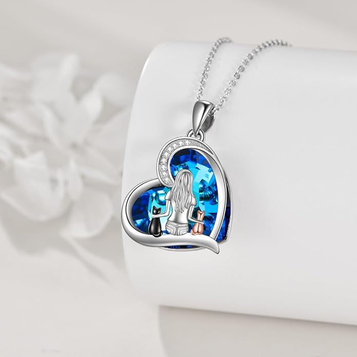 YFN Cat Necklace Sterling Silver Jewelry for Women Cat Jewelry Gifts