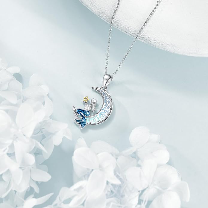 POPLYKE Spider/Butterfly/Fox/Killer Whale/Pande/Shark/Cat/Owl/Mermaid/Dragonfly Necklace 925 Sterling Sliver Animal Necklace Pendant Jewelry Gifts for Women