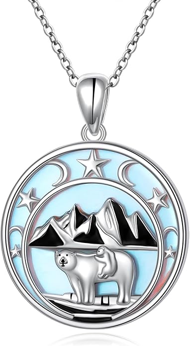 925 Sterling Silver Animal Necklaces Lion/Honeybee/MaMa Bear/Koalas Necklace Adjustable Chain Animal-Lover Pendant CZ/Moonstone Jewelry For Women Men