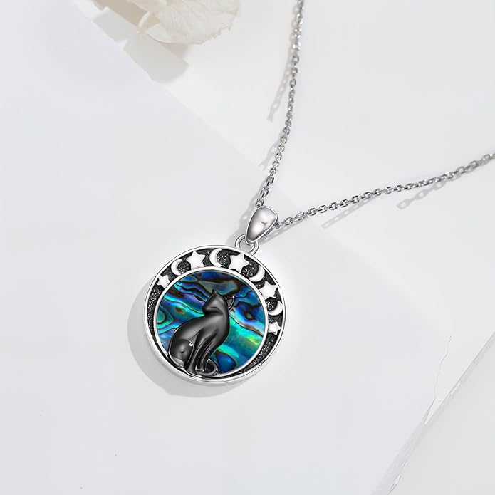 Witch Necklace 925 Sterling Silver Pentagram Triple Moon Pentacle Pendant Wiccan Pagan Jewelry Witchy Gifts for Women