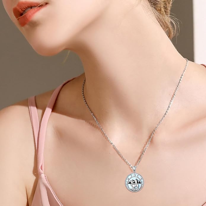 925 Sterling Silver Animal Necklaces Lion/Honeybee/MaMa Bear/Koalas Necklace Adjustable Chain Animal-Lover Pendant CZ/Moonstone Jewelry For Women Men