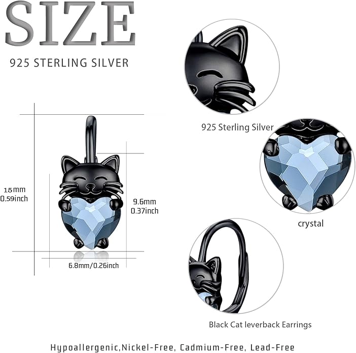 925 Sterling Silver Cat Earrings Cute Animal Kitten Stud Earrings cat Jewelry Gifts for Women Girls Hypoallergenic Earrings for Sensitive Ears