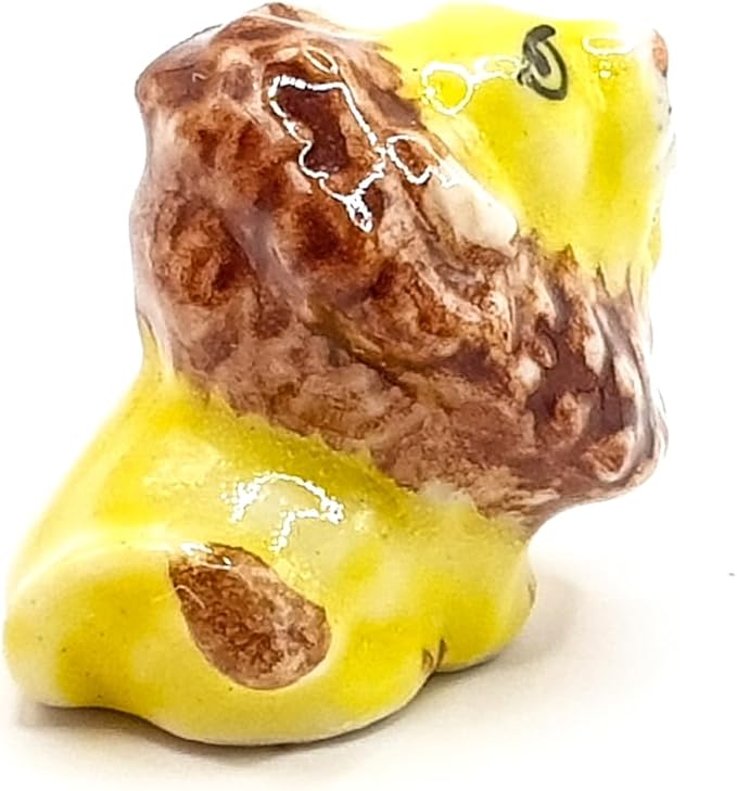 WitnyStore Tiny ½ Inch Yellow Brown Sit Lion Figurine - Miniature Hand Made Ceramic Panthera Wild Cats Tiger Jaguar Leopard Panthers Animals Small Porcelain Decorative Collectible Figures Décor Gifts