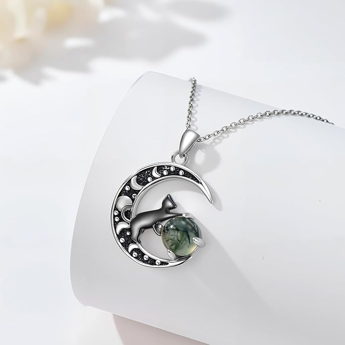 Witch Necklace 925 Sterling Silver Pentagram Triple Moon Pentacle Pendant Wiccan Pagan Jewelry Witchy Gifts for Women