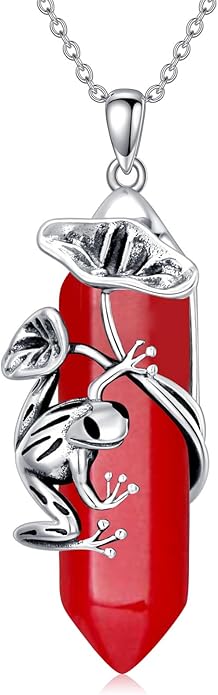 Frog Necklace 925 Sterling Silver Frog Pendant Birthstone Quartz Jewelry Gift for Women s Mom