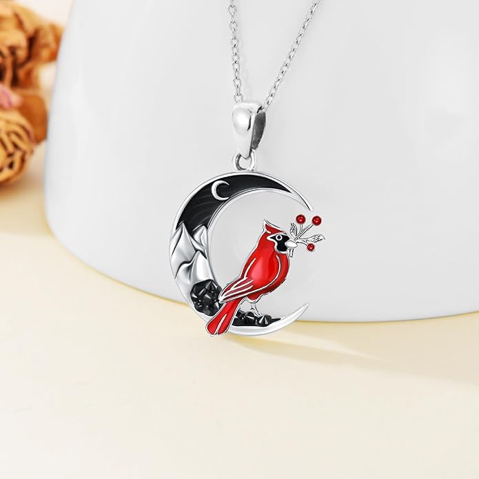 Gothic Jewelry Bat/Cat/Wolf/Dragon/Owl/Fox/Spider/Sun Pendant Sterling Silver Crescent Moon Necklace for Women Girls Black Jewelry Gifts