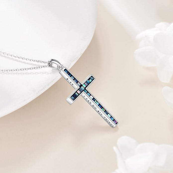 YFN Cross Necklace Sterling Silver Religious Cross Pendant Jewelry Christian Gifts for Women Men