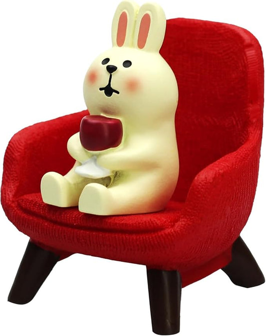 Small Easter Bunny Figurine Cute Mini Rabbit Holding Red Wine Figurine Resin Rabbit for Office, Home Decoration Perfect Cute Rabbit Gift for Rabbit Lovers - Red Sofa