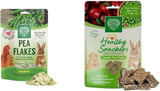 Small Pet Select- Pea Flakes, 8oz & Healthy Snackers - Apple Pea Flake, 2 oz