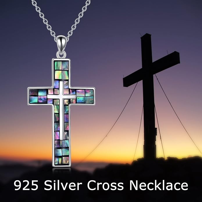 YFN Cross Necklace Sterling Silver Religious Cross Pendant Jewelry Christian Gifts for Women Men