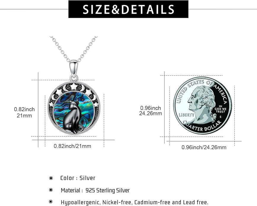 Witch Necklace 925 Sterling Silver Pentagram Triple Moon Pentacle Pendant Wiccan Pagan Jewelry Witchy Gifts for Women