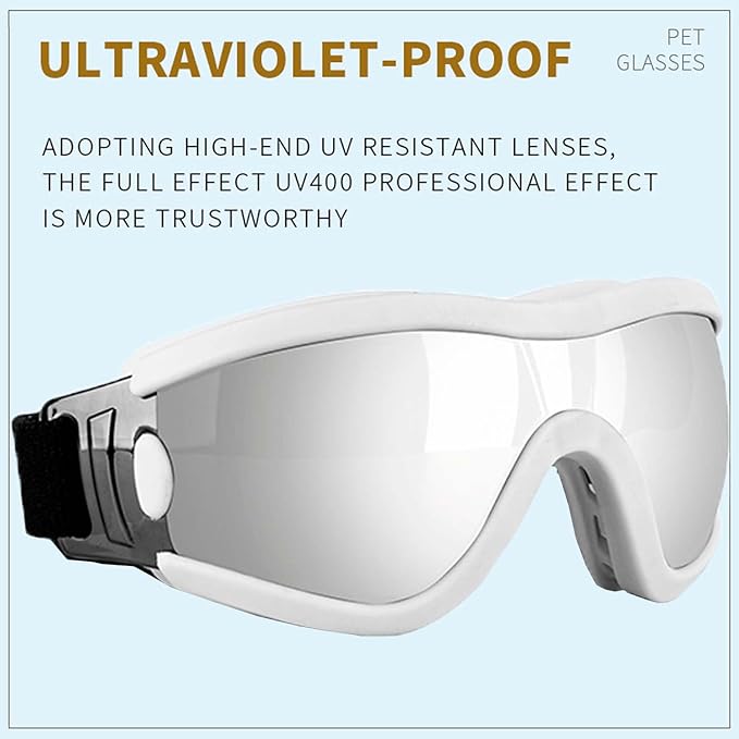 Medium Dog Sunglasses with Adjustable Strap UV Protection, Winproof Puppy Sunglasses, Suitable for Dogs Eyes Protection，Soft Dog Goggles