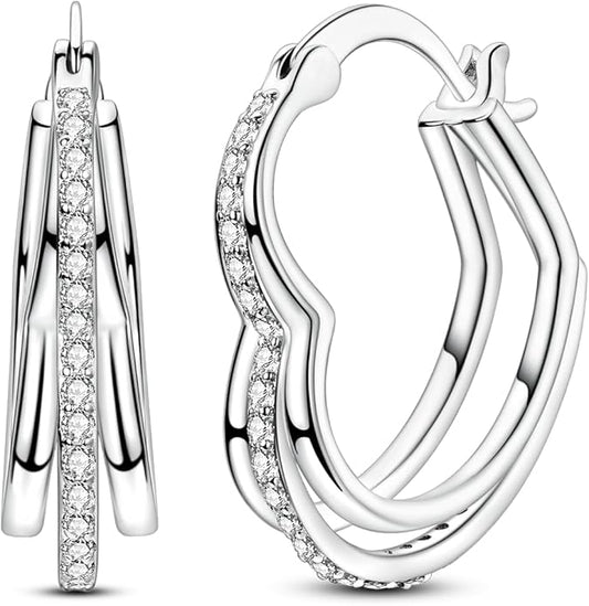 NARMO 925 Sterling Silver Hoop Earrings for Women Hypoallergenic Lightweight Simple Huggie Hoop Earrings Twisted Hoop Earrings Colorful Cubic Zirconia Hoop Earrings Rainbow Hoop Earrings