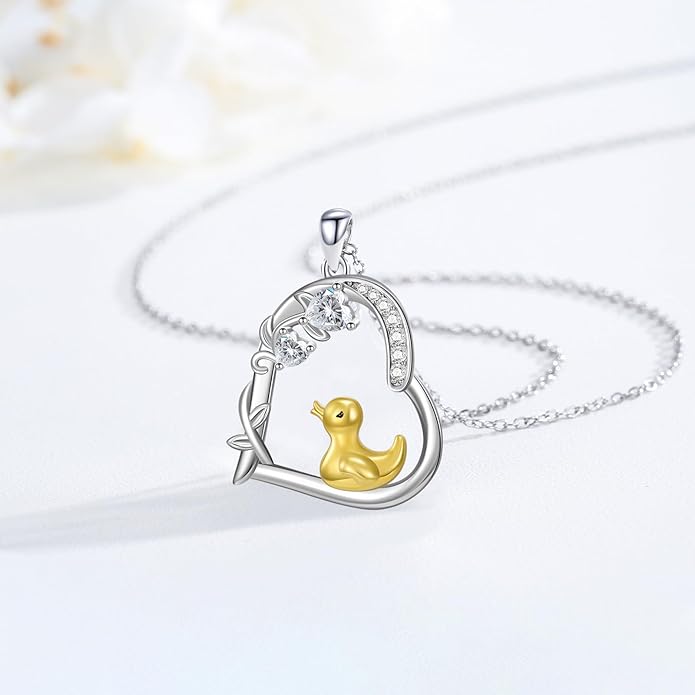 Heart Animal Necklace 925 Sterling Silver Cute Animal Pendant Jewelry Birthday Gifts for Women Girlfriend Mom Animal Lovers