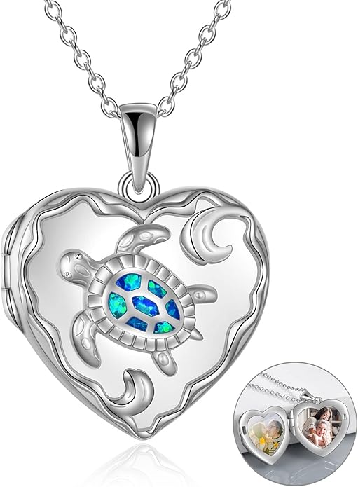 WINNICACA S925 Sterling Silver Heart Lockets Necklace That Holds Pictures Jewelry for Women Photo Pendant Necklace for Birthday Gifts
