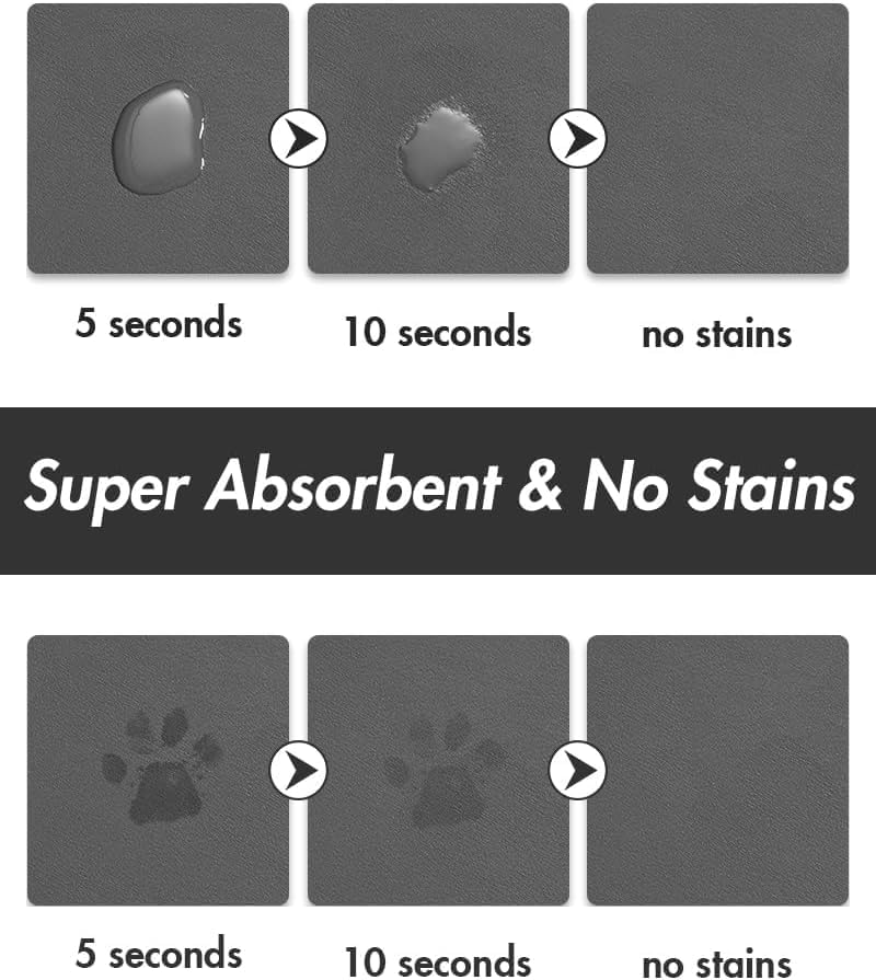 Absorbent Dog Food Mat-Dog Cat Mat for Food and Water Bowl, Quick Dry Pet Food Mat, No Stains Pet Feeding mat, Cat Accessories Pet Supplies-Water Bowl Mat for Messy Drinkers