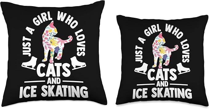 Just a girl who loves cats and ice skating Figure Skating Throw Pillow
