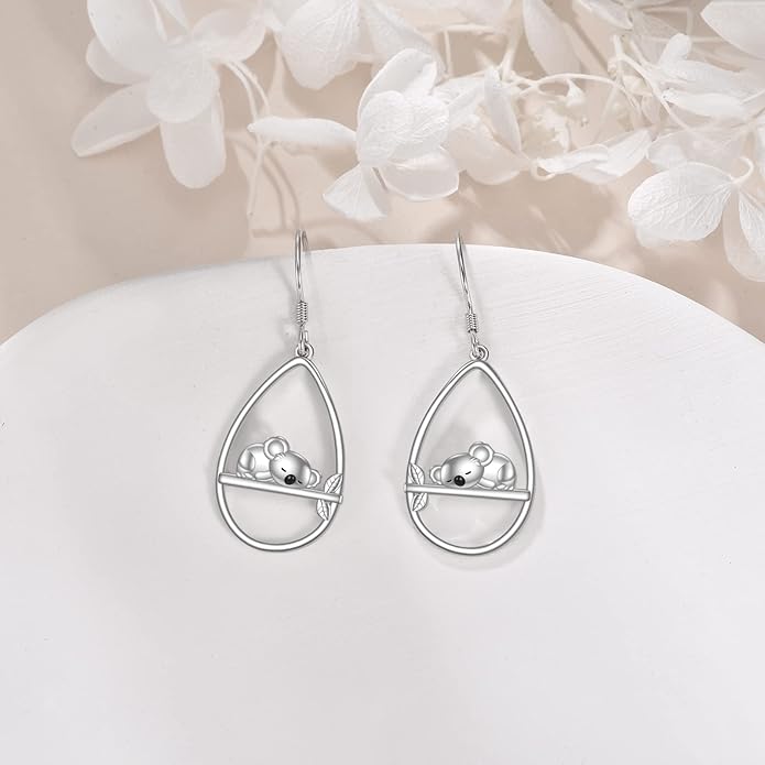 YFN Animal Earrings Sterling Silver Animal Heart Hoop Dangle Earrings Cute Jewelry Gifts for Women