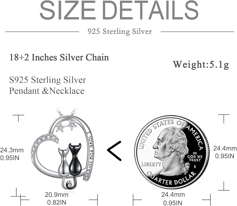 925 Sterling Silver Moon Black Cat Necklace for Women - Tree of Life Jewelry with Abalone Stone - Cat Lover Birthday Gift