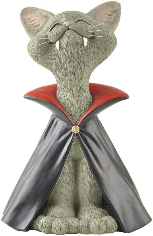Holiday Stocking Stuffer - Whimsical Grey Cat Vampire Figurine - Cat Home Office Decoration - Gifts for Cat Lovers, Purrfect
