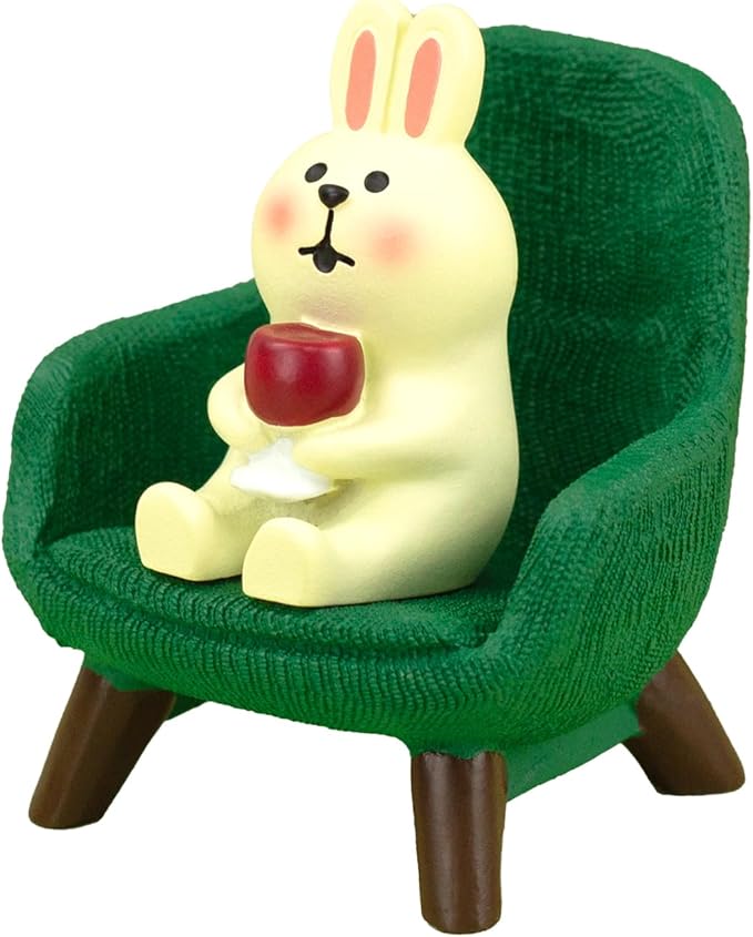 Small Easter Bunny Figurine Cute Mini Rabbit Holding Red Wine Figurine Resin Rabbit for Office, Home Decoration Perfect Cute Rabbit Gift for Rabbit Lovers - Green Sofa