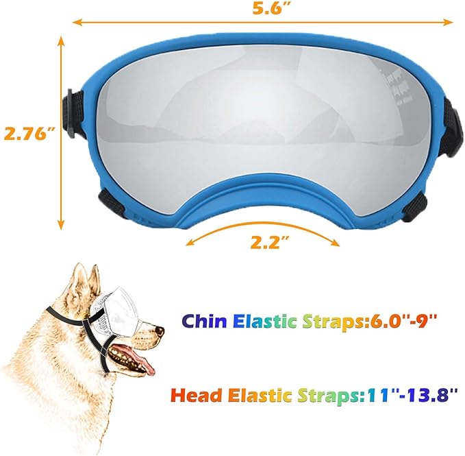 Medium Dog Sunglasses with Adjustable Strap UV Protection, Winproof Dog Puppy Sunglasses, Suitable for Medium Dog Pet Glasses, Dogs Eyes Protection,Soft Dog Goggles
