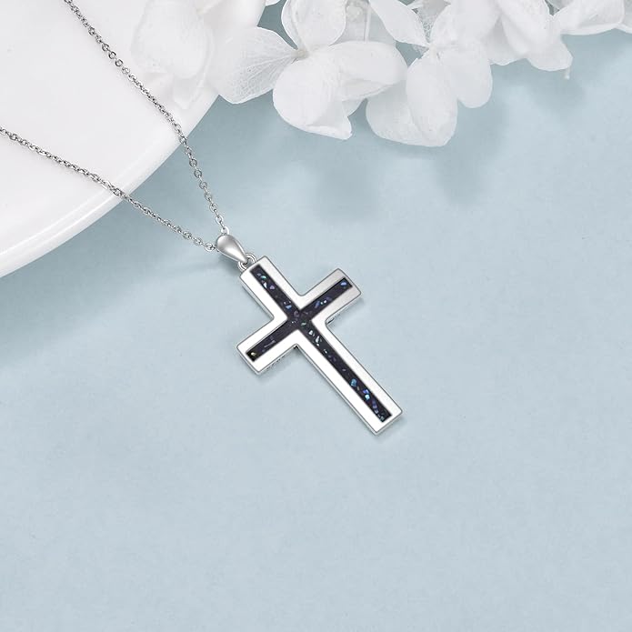 YFN Cross Necklace Sterling Silver Religious Cross Pendant Jewelry Christian Gifts for Women Men
